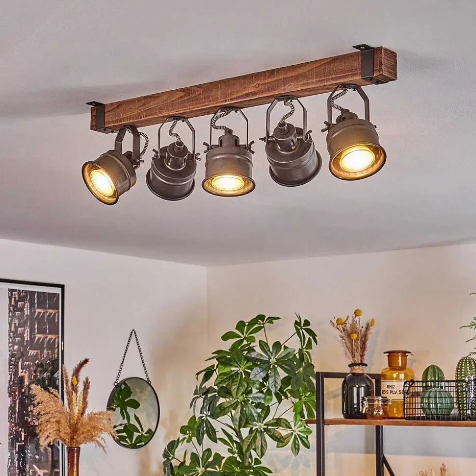 Plafonnier Pehefito Brun, Noir, 5 Lumieres