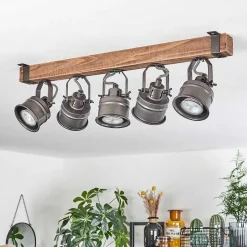 Plafonnier Pehefito Brun, Noir, 5 Lumieres