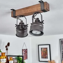 Plafonnier Pehefito Noir, 2 Lumieres