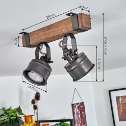 Plafonnier Pehefito Noir, 2 Lumieres