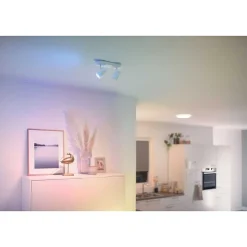 Plafonnier Philips Wiz Imageo Led Blanc, 2 Lumieres, Changeur De Couleurs