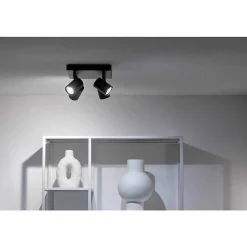 Plafonnier Philips Wiz Imageo Led Noir, 4 Lumieres, Changeur De Couleurs