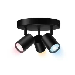 Plafonnier Philips Wiz Imageo Led Noir, 3 Lumieres, Changeur De Couleurs