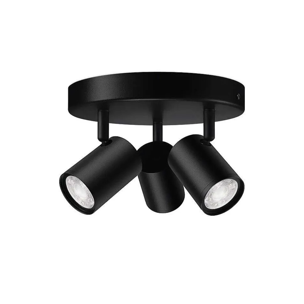 Plafonnier Philips Wiz Imageo Led Noir, 3 Lumieres, Changeur De Couleurs