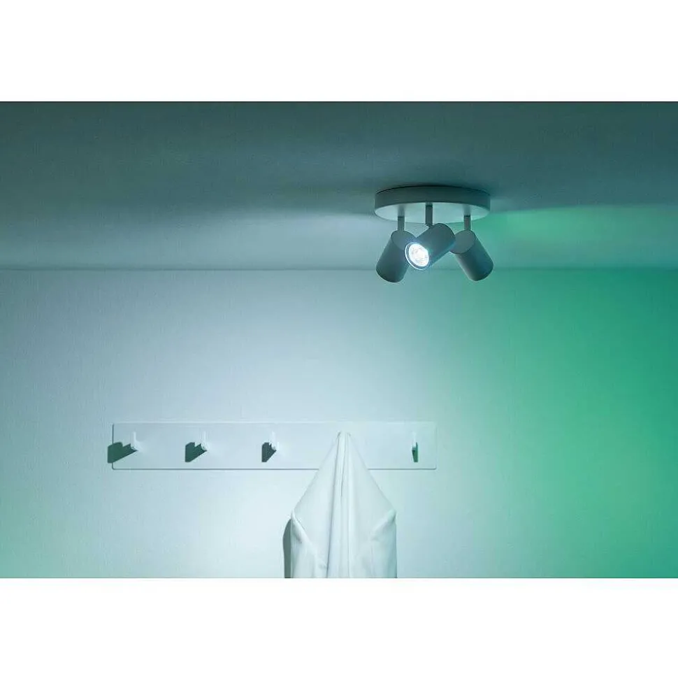 Plafonnier Philips Wiz Imageo Led Blanc, 3 Lumieres, Changeur De Couleurs