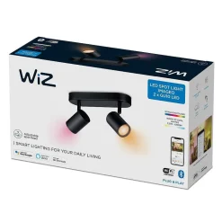 Plafonnier Philips Wiz Imageo Led Noir, 2 Lumieres, Changeur De Couleurs