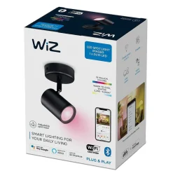 Plafonnier Philips Wiz Imageo Led Noir, 1 Lumiere, Changeur De Couleurs