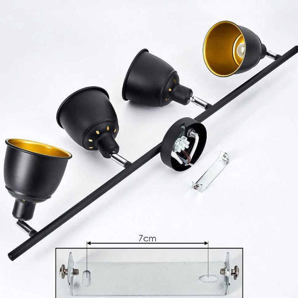 Plafonnier Pistrino Chrome, Noir, 4 Lumieres