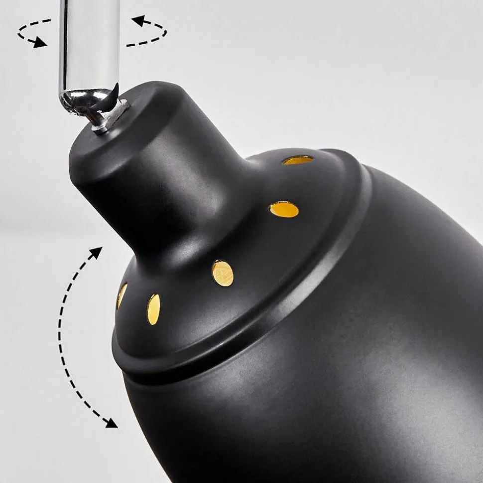 Plafonnier Pistrino Chrome, Noir, 4 Lumieres