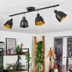 Plafonnier Pistrino Chrome, Noir, 4 Lumieres