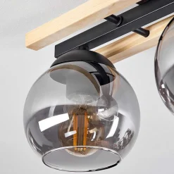 Plafonnier Podre Bois Clair, Noir, 3 Lumieres