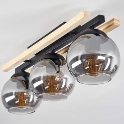 Plafonnier Podre Bois Clair, Noir, 3 Lumieres