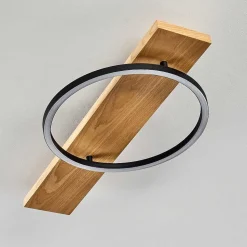 Plafonnier Pompu Led Bois Clair, Noir, 1 Lumiere