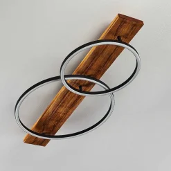 Plafonnier Pompu Led Bois Fonce, Noir, 2 Lumieres