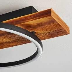 Plafonnier Pompu Led Bois Fonce, Noir, 3 Lumieres