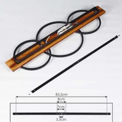 Plafonnier Pompu Led Bois Fonce, Noir, 3 Lumieres