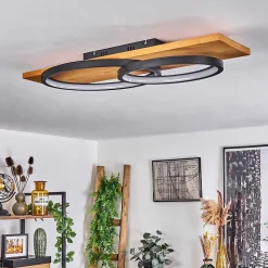 Plafonnier Pompu Led Ecru, Noir, 1 Lumiere