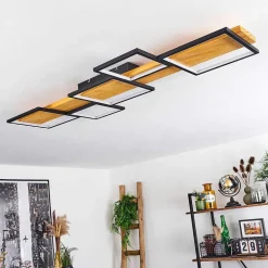 Plafonnier Pompu Led Ecru, Noir, 1 Lumiere