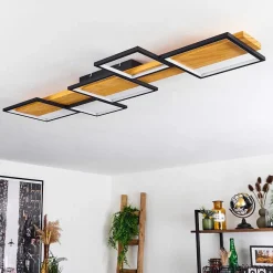 Plafonnier Pompu Led Ecru, Noir, 1 Lumiere