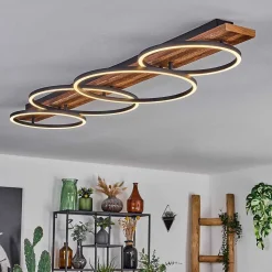 Plafonnier Pompu Led Ecru, Noir, 1 Lumiere