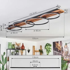 Plafonnier Pompu Led Ecru, Noir, 1 Lumiere