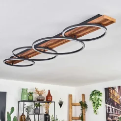 Plafonnier Pompu Led Ecru, Noir, 1 Lumiere