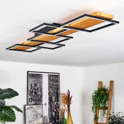 Plafonnier Pompu Led Ecru, Noir, 1 Lumiere