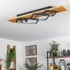 Plafonnier Pompu Led Ecru, Noir, 1 Lumiere