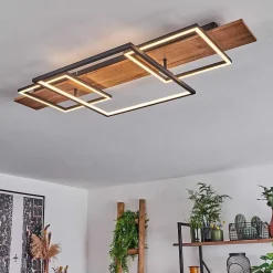 Plafonnier Pompu Led Ecru, Noir, 1 Lumiere