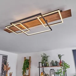 Plafonnier Pompu Led Ecru, Noir, 1 Lumiere