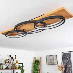 Plafonnier Pompu Led Ecru, Noir, 1 Lumiere