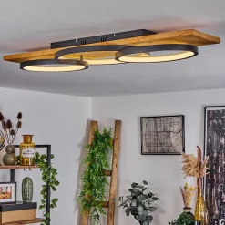 Plafonnier Pompu Led Ecru, Noir, 1 Lumiere