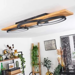 Plafonnier Pompu Led Ecru, Noir, 1 Lumiere