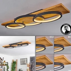 Plafonnier Pompu Led Ecru, Noir, 1 Lumiere