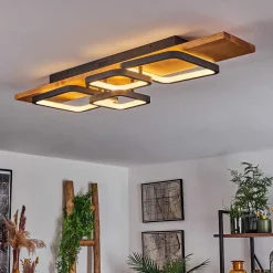 Plafonnier Pompu Led Ecru, Noir, 1 Lumiere