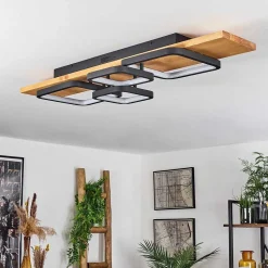 Plafonnier Pompu Led Ecru, Noir, 1 Lumiere