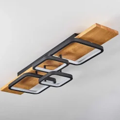 Plafonnier Pompu Led Ecru, Noir, 1 Lumiere