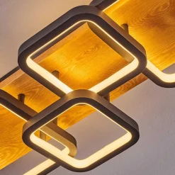 Plafonnier Pompu Led Ecru, Noir, 1 Lumiere