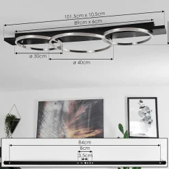 Plafonnier Pompu Led Noir, 3 Lumieres