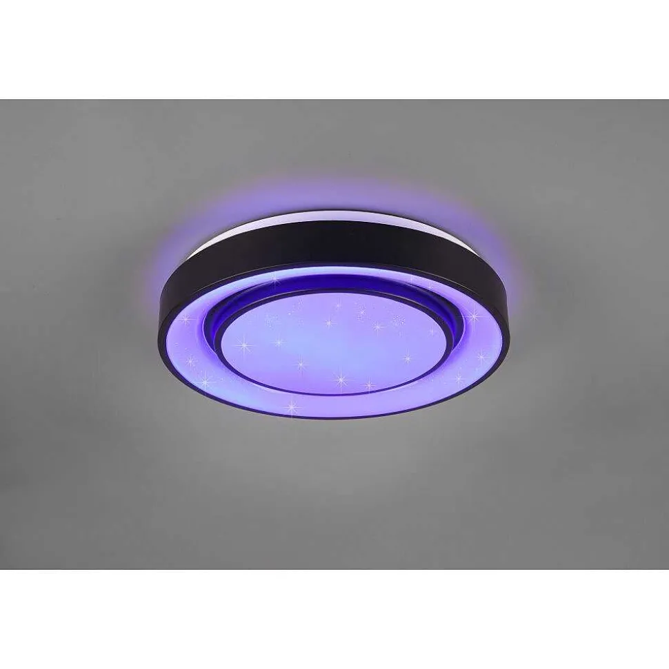 Plafonnier Reality Mona Led Noir, 1 Lumiere, Changeur De Couleurs