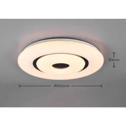 Plafonnier Reality Rana Led Noir, Blanc, 1 Lumiere, Telecommandes, Changeur De Couleurs