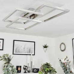 Plafonnier Relous Led Acier Inoxydable, 3 Lumieres, Telecommandes, Changeur De Couleurs