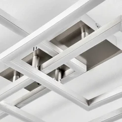 Plafonnier Relous Led Acier Inoxydable, 3 Lumieres, Telecommandes, Changeur De Couleurs