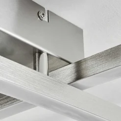 Plafonnier Relous Led Acier Inoxydable, 2 Lumieres, Telecommandes, Changeur De Couleurs