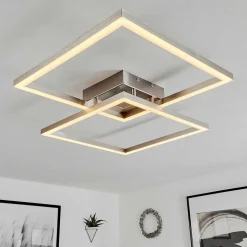 Plafonnier Relous Led Acier Inoxydable, 2 Lumieres, Telecommandes, Changeur De Couleurs