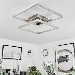 Plafonnier Relous Led Acier Inoxydable, 2 Lumieres, Telecommandes, Changeur De Couleurs