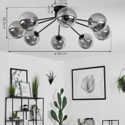 Plafonnier Remaisnil Noir, 8 Lumieres