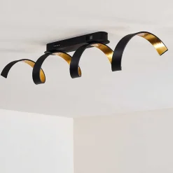 Plafonnier Rezat Led Noir Dore, 1 Lumiere