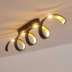 Plafonnier Rezat Led Noir Dore, 1 Lumiere