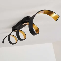 Plafonnier Rezat Led Noir Dore, 1 Lumiere